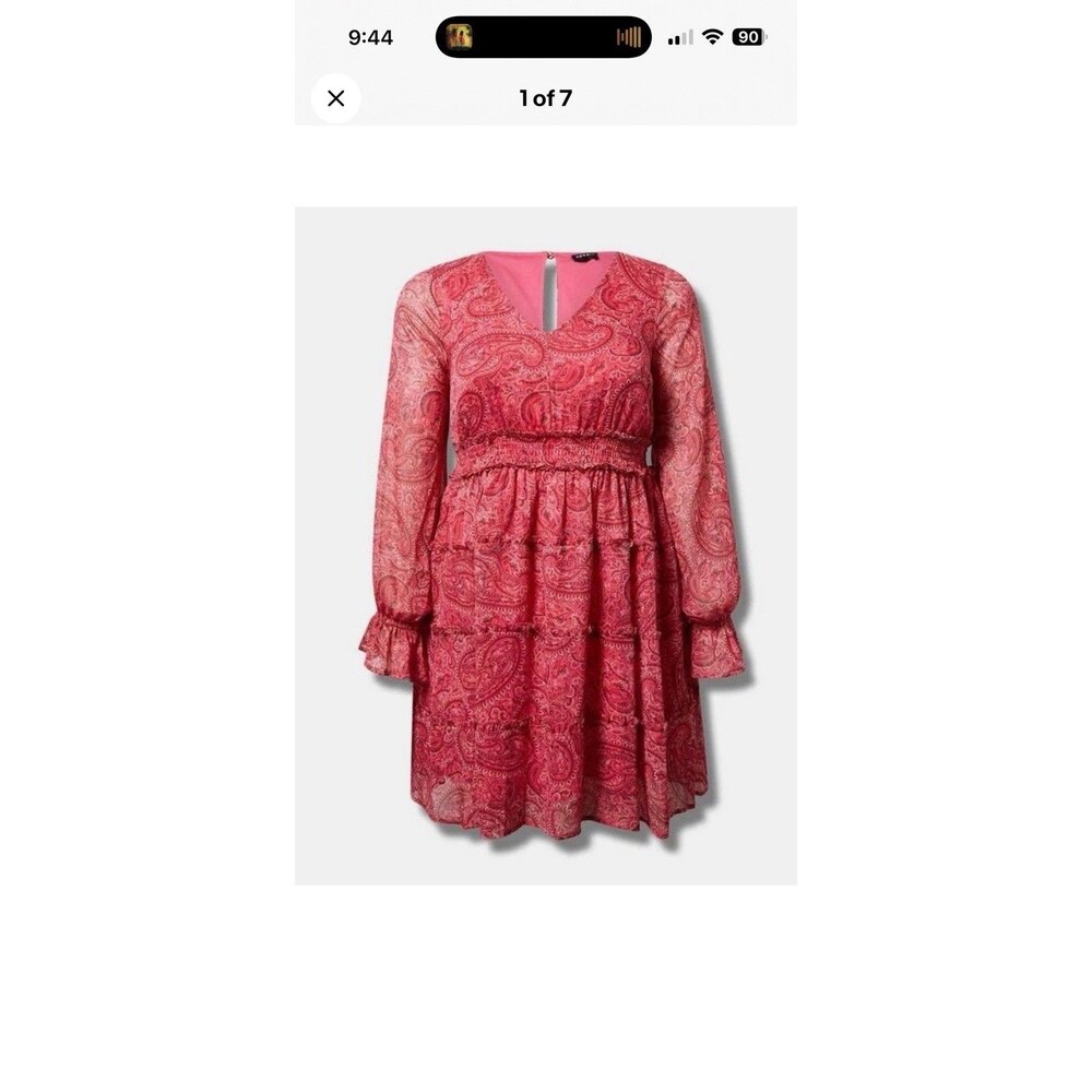 Torrid New paisley print chiffon tiered mini dress 0X 12/24 Ruffles grannycore - Picture 1 of 4